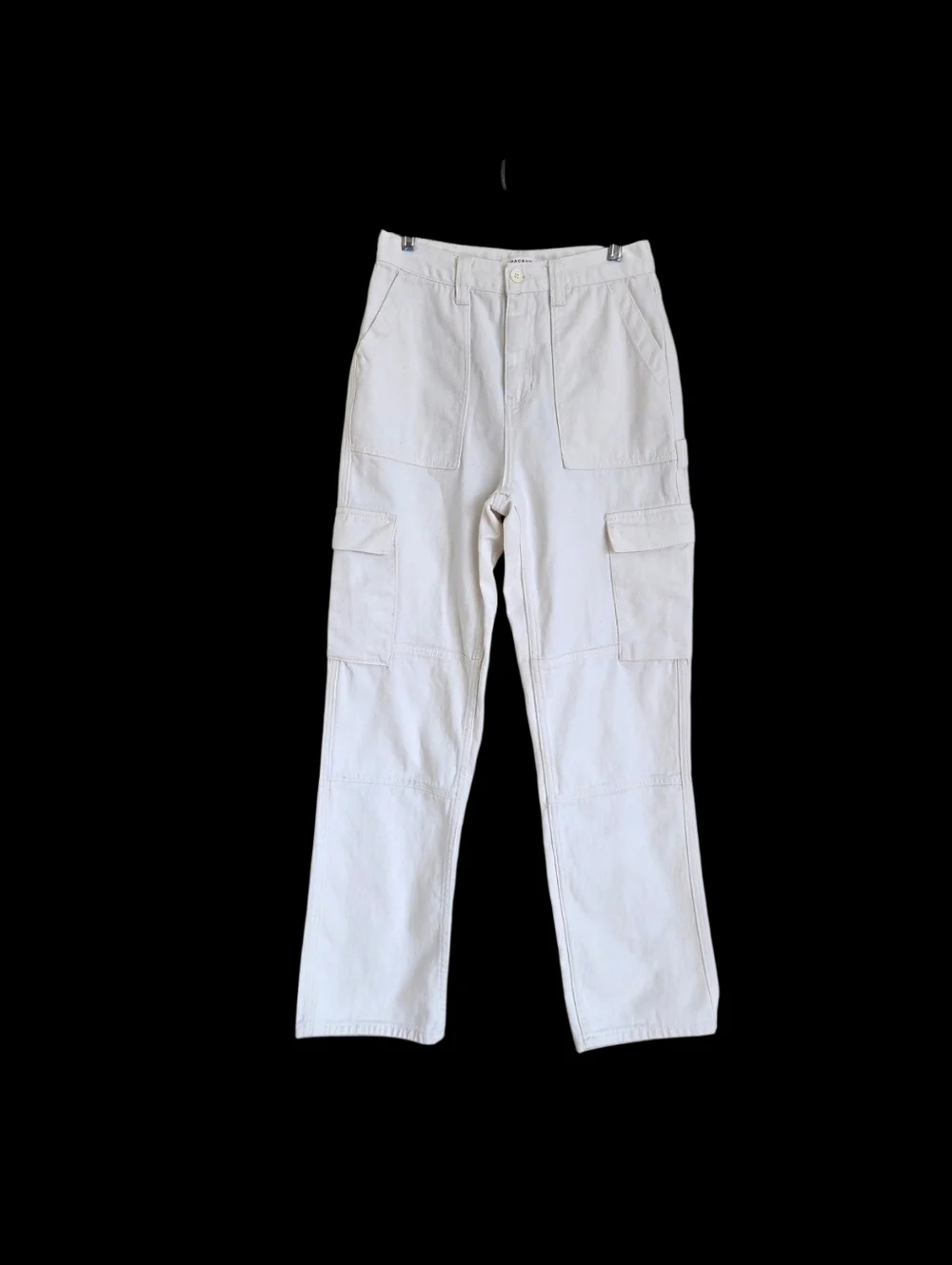 Pacsun Cargo Skate Pants 28 High Waist Off White Rigid Denim Fabric Utility Loop